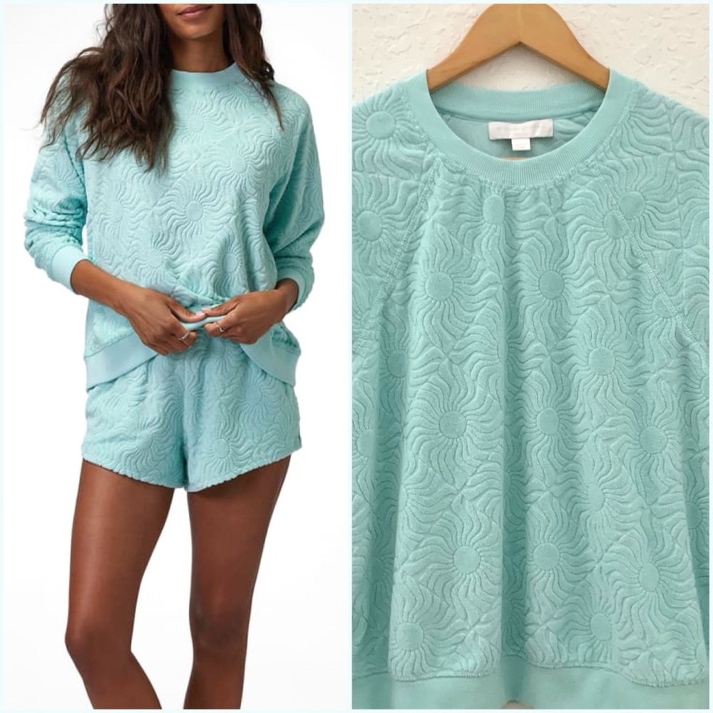 Spiritual Gangster Terry Mint Green Jacquard Sweatshirt Top